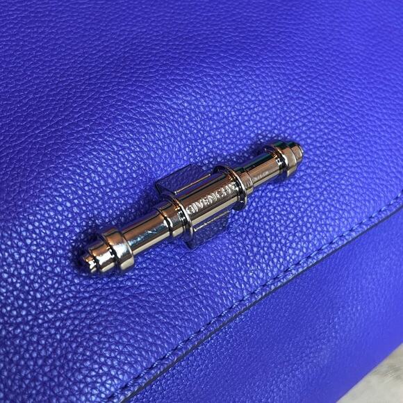 Givenchy Obsedia Medium Flap Pebbled Calfskin Satchel Purse Bag Concord Purple - Picture 6 of 15